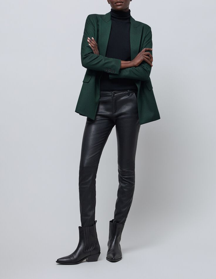 Women's emerald pinstripe suit jacket-2