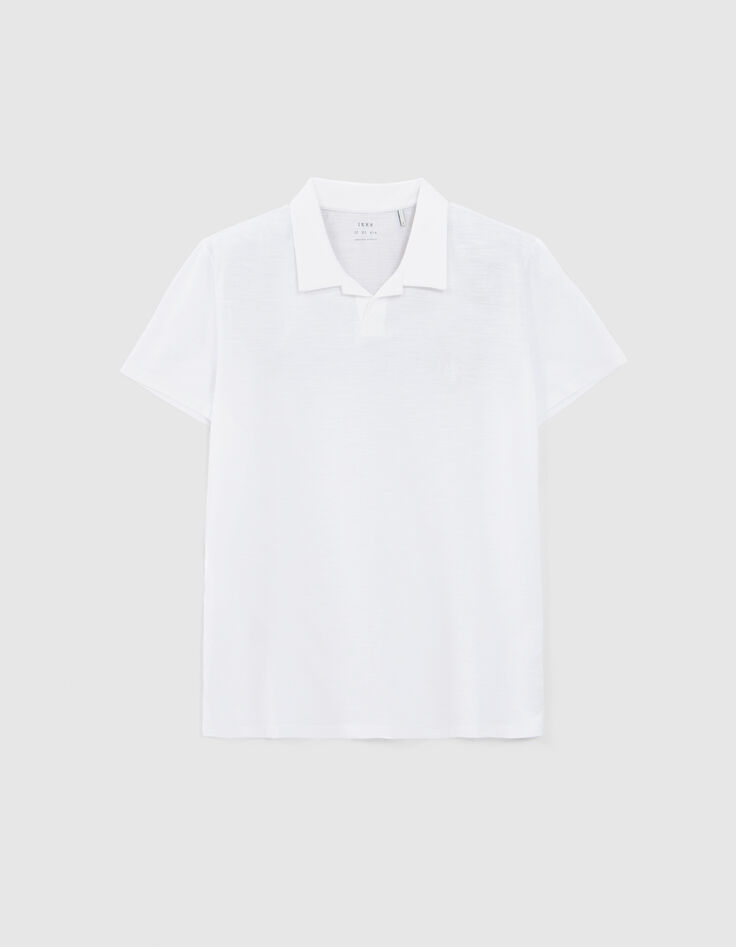 Polo blanc L'Essentiel coton bio flammé Homme-6