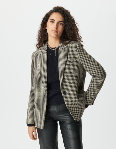 Women’s beige houndstooth suit jacket - IKKS