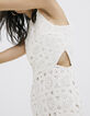 Vestido blanco roto ganchillo forro abertura lateral mujer-5
