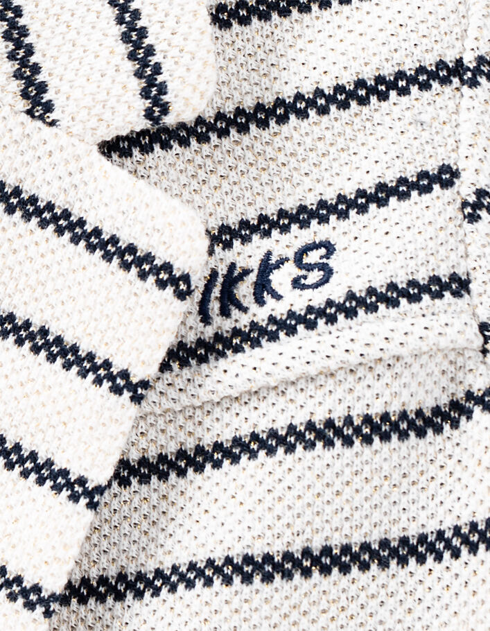 Girls’ off-white navy striped knit cardigan jacket - IKKS