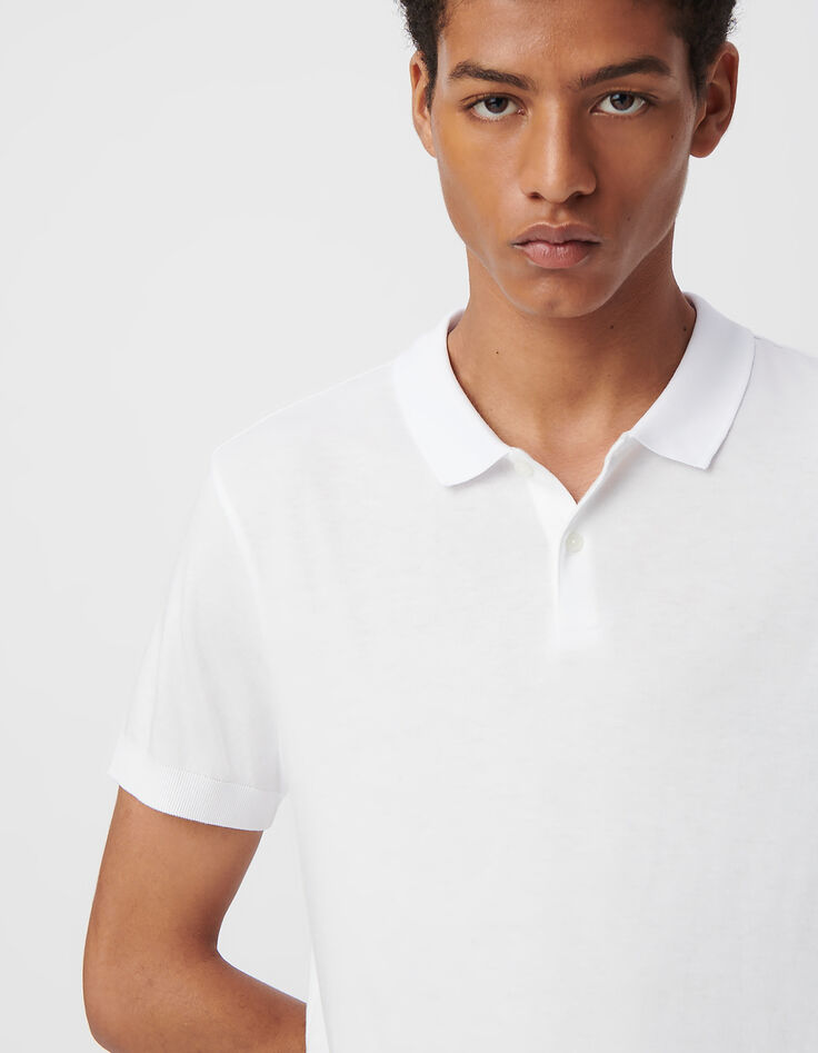 Polo blanc en coton modal Homme-4