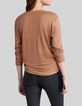 Women’s beige studded foil linen T-shirt-4