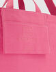Sac totebag rose toile broderie Femme-5