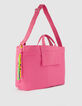 Sac totebag rose toile broderie Femme-3