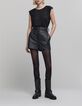 Women's black silver lurex tee-shirt with eyelet and stud-1