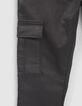 Girls&rsquo; black coated combat-style SLIM jeans-4