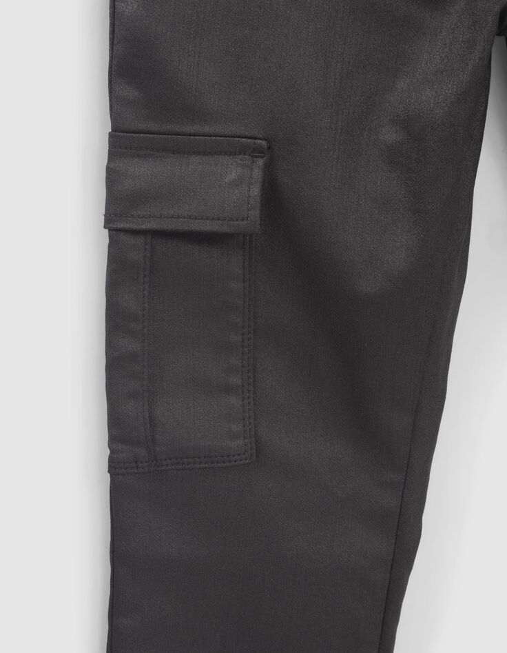 Girls&rsquo; black coated combat-style SLIM jeans-4