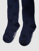 Marineblaue Mädchenstrumpfhose aus Strick Schleifen-4