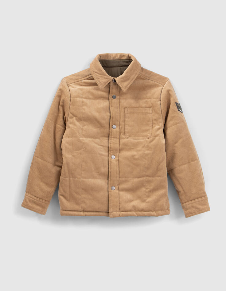 Chaqueta reversible caqui y camel terciopelo niño-7