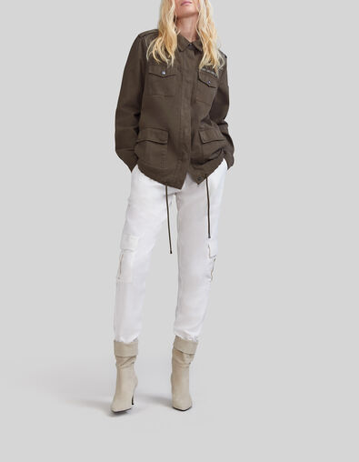 Women's khaki cotton safari jacket, XL image back - IKKS