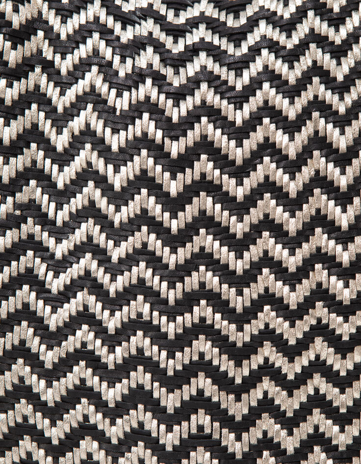 Oversized goudkleurige en zwarte leren shopper Dames-7 Oversized goudkleurige en zwarte leren shopper Dames-7