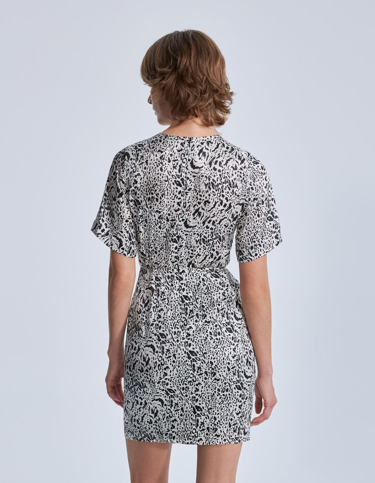 Cremeweißes Damenkleid mit Animal-Print-3