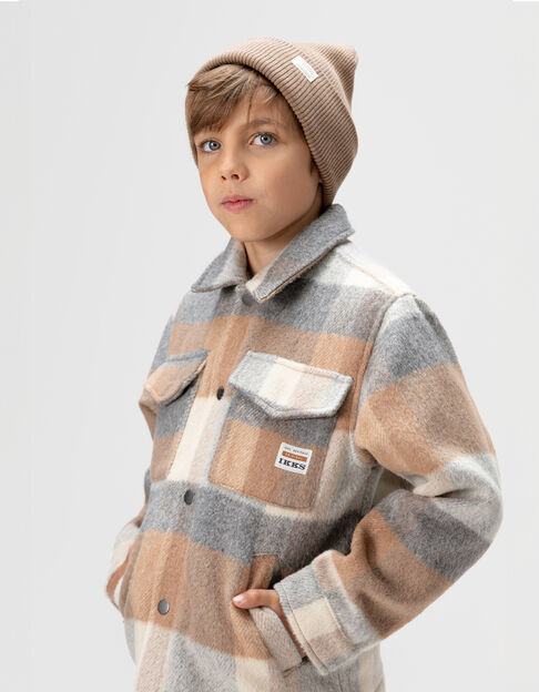 Chaqueta beige lana cuadros forrada niño - IKKS