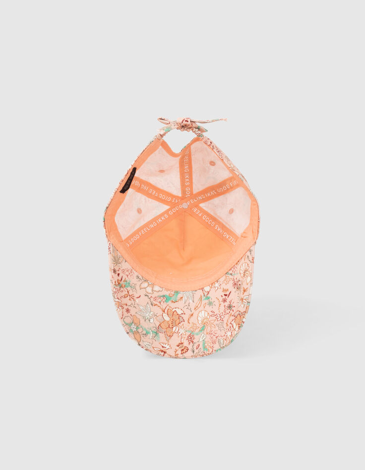 Gorra melocotón estampado floral bordado niña-5
