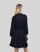 Geüpcyclede marineblauwe jurk met elastische taille Dames-3
