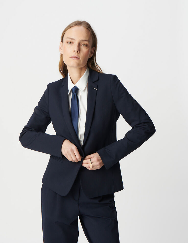 Marine blazer getailleerd milanotricot Dames-2