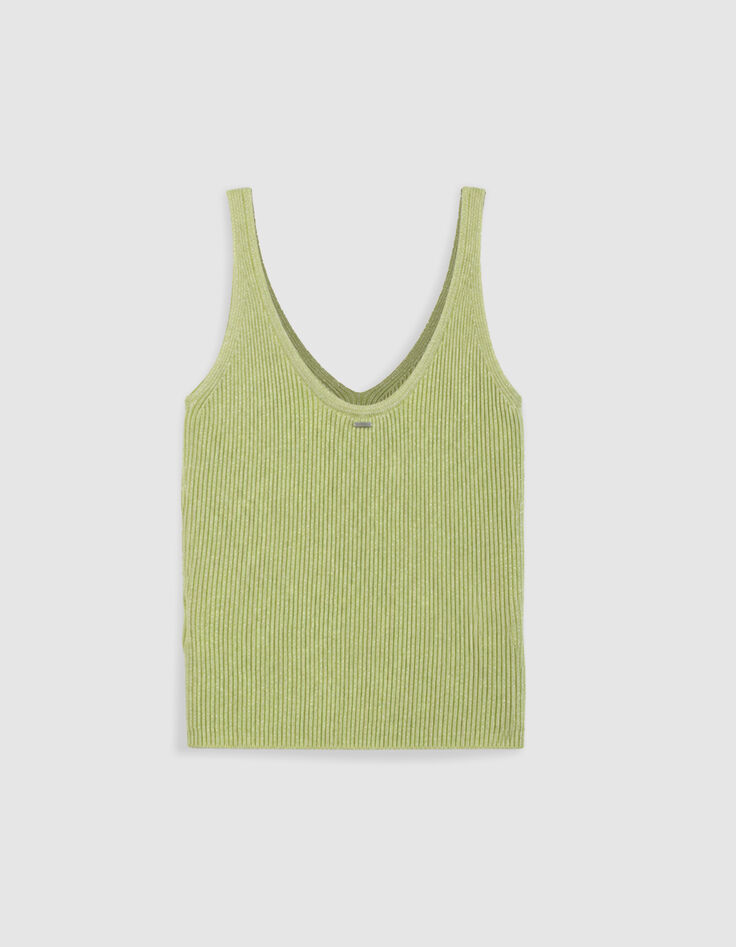 Woman's green rib knit sleeveless sweater-6