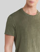 Army Green Herren-T-Shirt mit Palmenjacquard-4