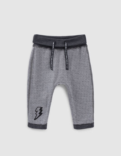 Pantalón reversible gris jaspeado y rayas algodón bio bebé - IKKS