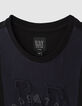 Tweekleurig T-shirt navy reli&euml;f maxi-letter jongens -2