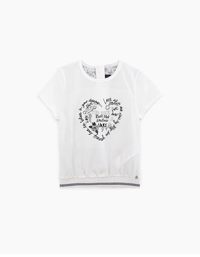 Camiseta blanco roto bi-tejido detrás estampado niña - IKKS