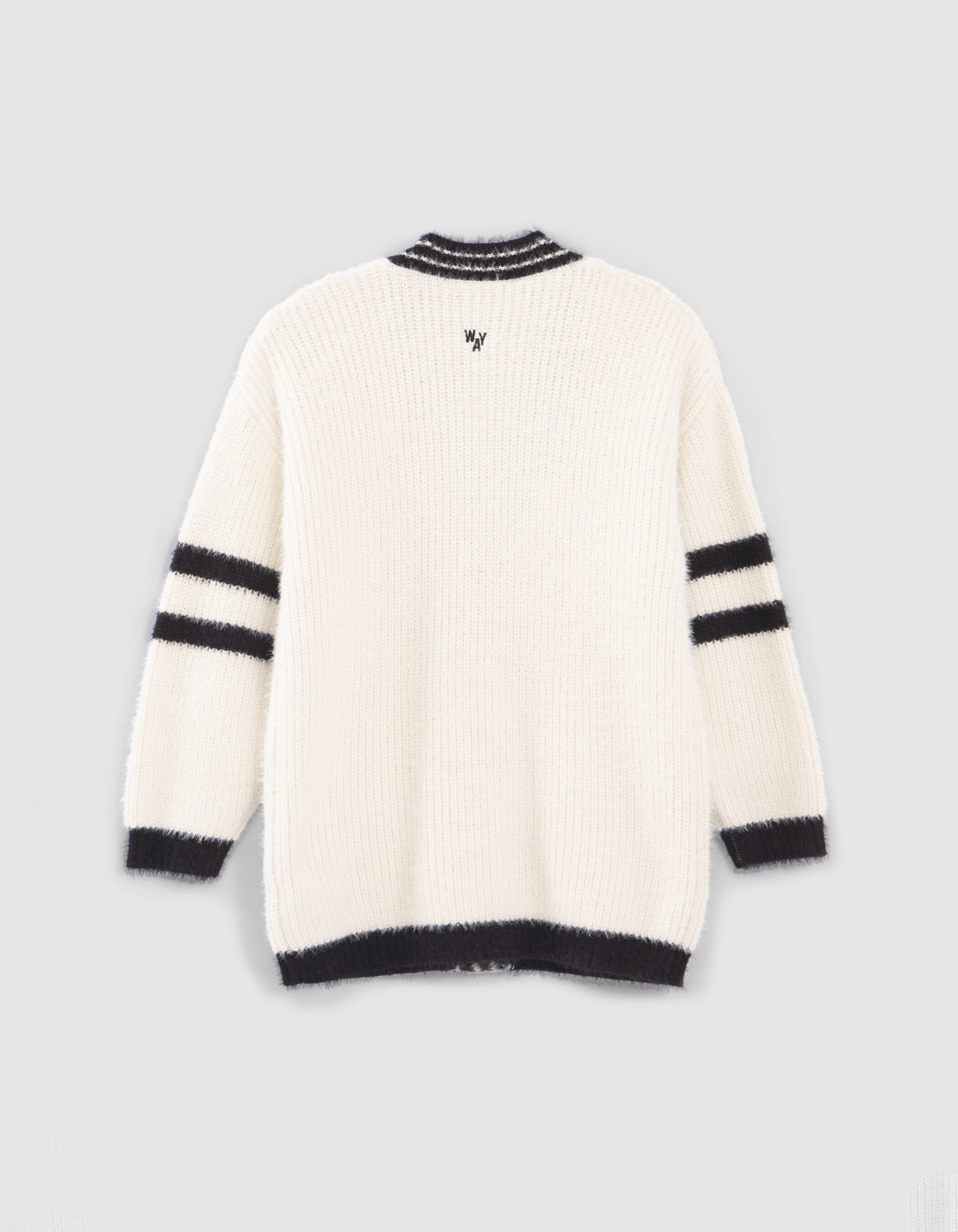 Girls' ecru College-style furry knit long cardigan IKKS