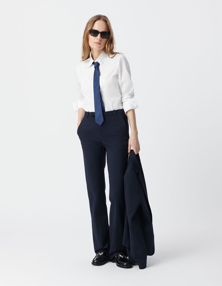 Marine geklede flare broek milanotricot Dames-10