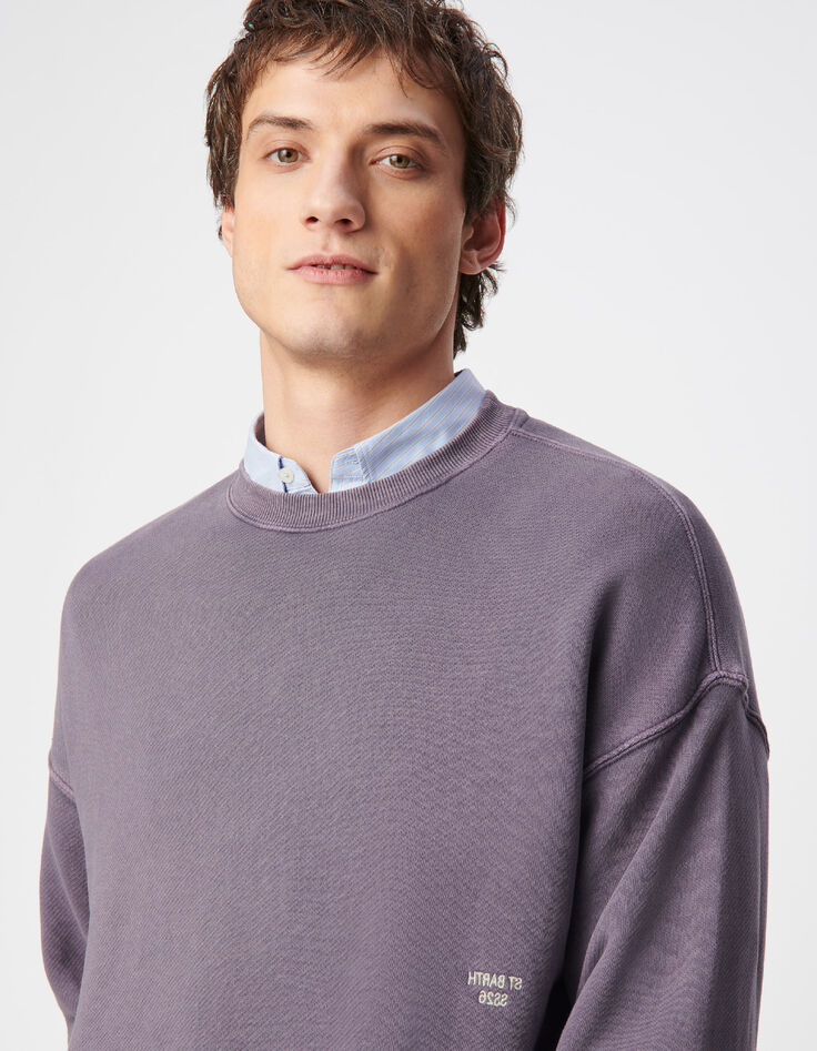 Sweat parma verwaschene Stickerei aus Fleece Herren-4