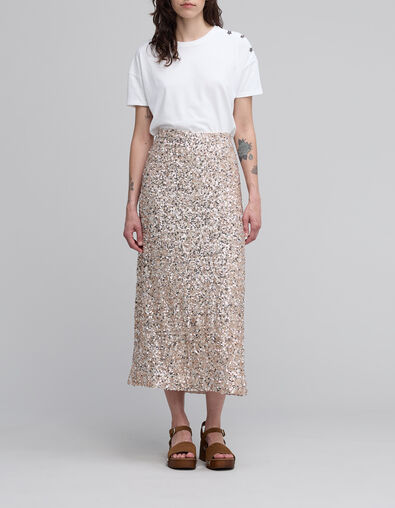 White women's t-shirt with jewel on the shoulder - IKKS