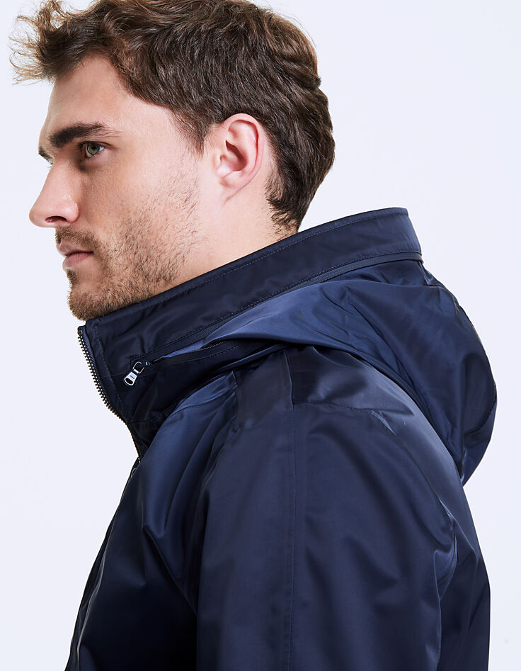 Men's navy nylon mid-length jacket-6 Men's navy nylon mid-length jacket-6