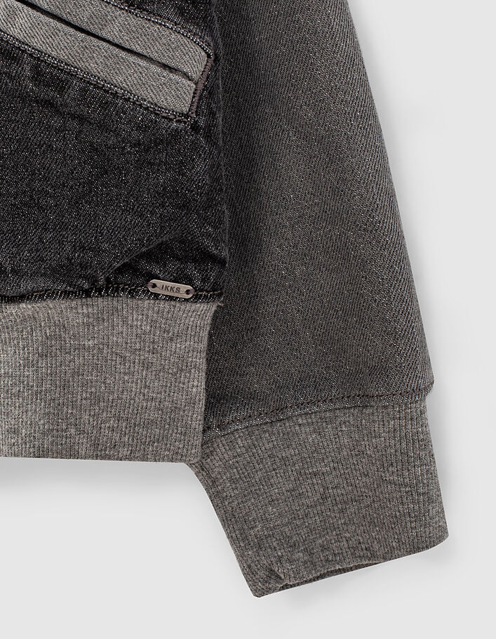 Stone grey jeansjasje letterprint rug, kap, bio jongens - IKKS
