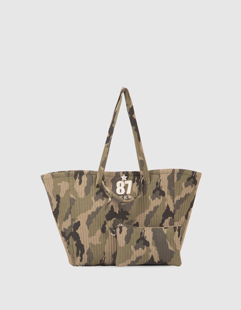 Oversize-Damencabastasche aus Boutis mit Camouflageprint