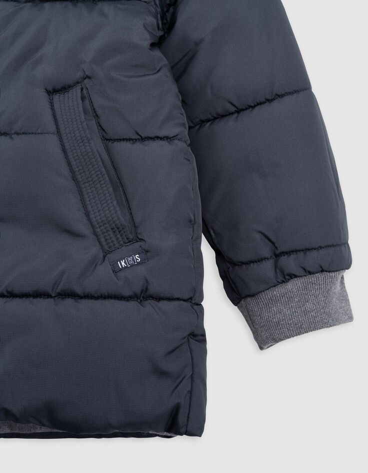Reversible light and dark grey quilted parka for boys-7