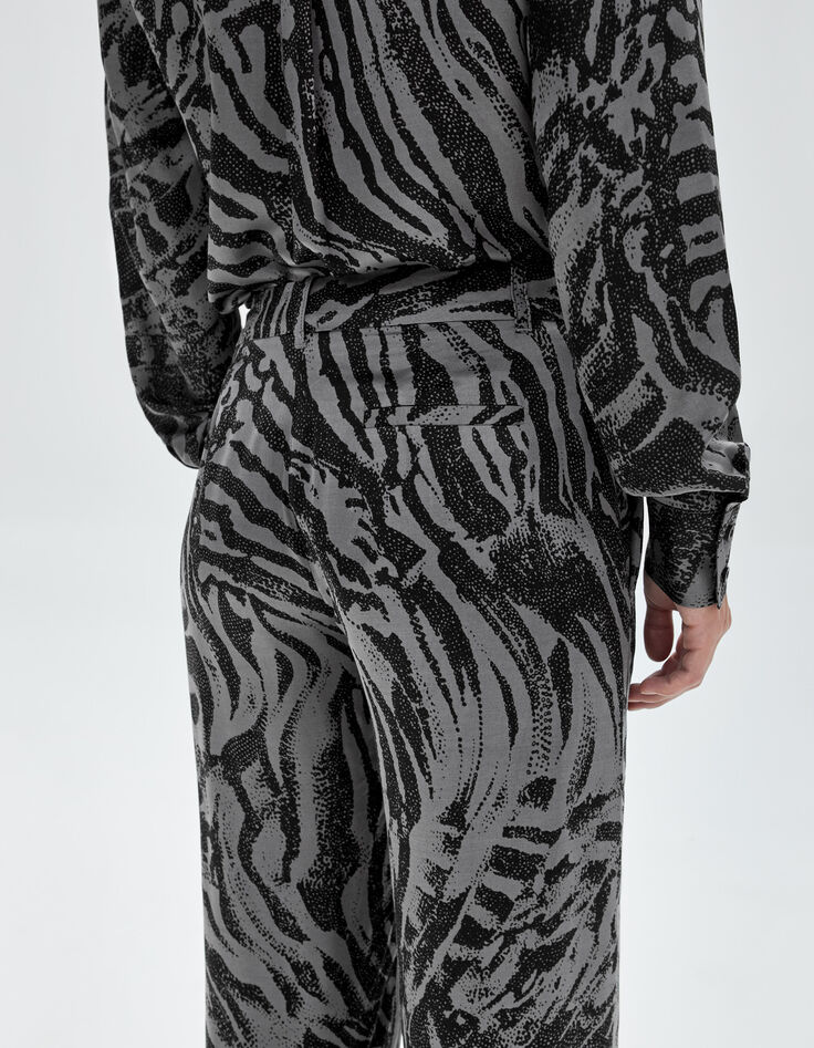 Pure Edition-Wijde grijze broek zebraprint Dames-5