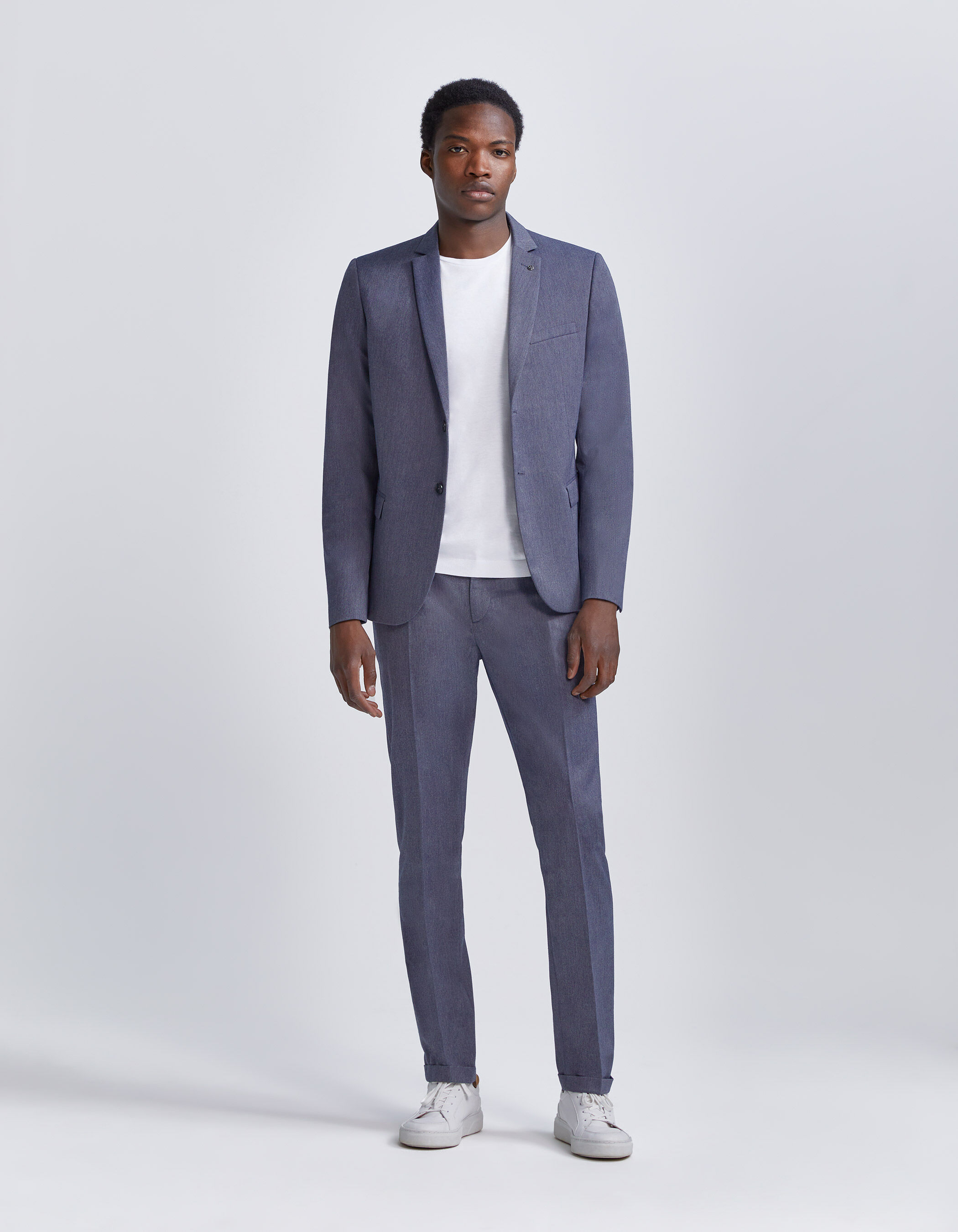 Men s indigo denim look suit trousers