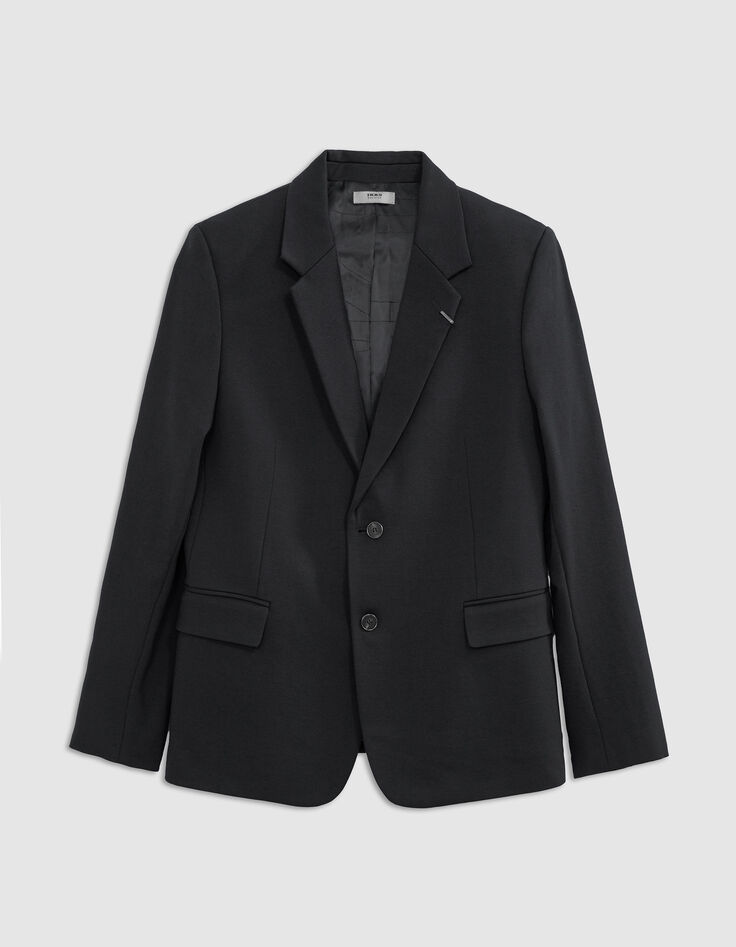 Schwarze UNTAILLIERTE Herrenanzugjacke Milano-Strick-10
