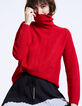 Pull maille tricot rouge apport laine femme-1