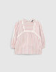 Blouse écrue mini me à rayures rouges et noires fille -1