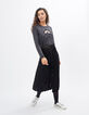 I.Code black pleated midi skirt with gold belt-2