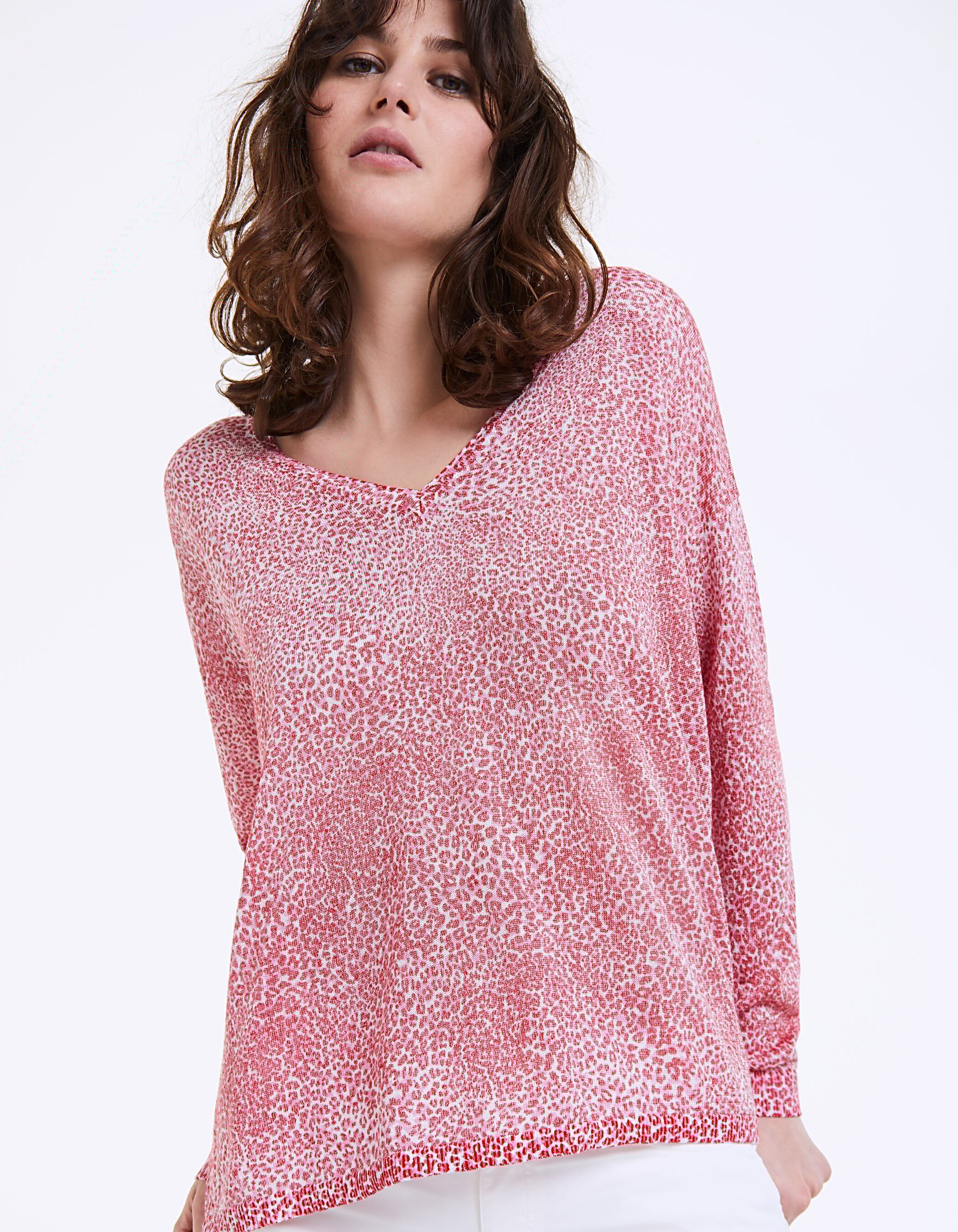 Red sale metallic sweater