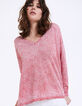Pull col V rouge imprimé panthère métallisé femme-1
