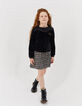 Zwarte 2-in-1 jurk met kasjmierprint en sweater meisjes-1