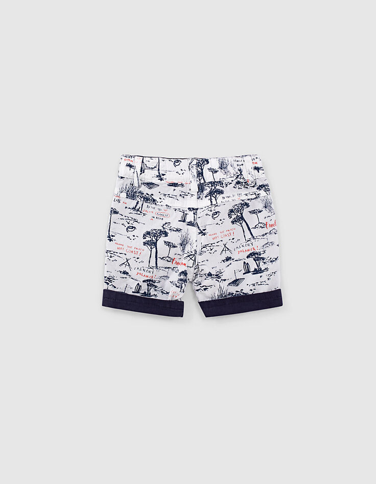 Short réversible navy et imprimé bébé garçon  -4