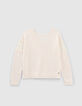 Pull réversible écru tricot dentelle aux manches Femme-7