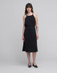 Robe longue noire recyclée Femme-1