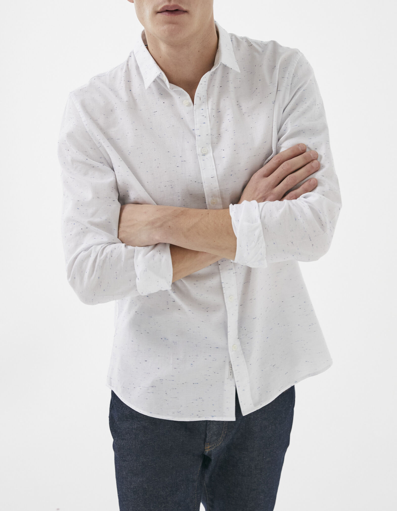 Chemise SLIM blanche a doupions Homme