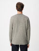 Pull manches longues kaki tricot moulin&eacute; Homme-3