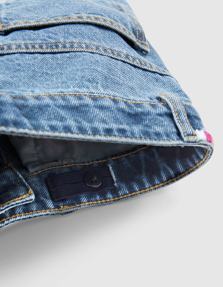 Shorts vaqueros azul waterless hilos bordados ni&ntilde;a-7