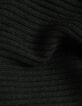Pull noir tricot 100% laine col polo zippé Femme-7